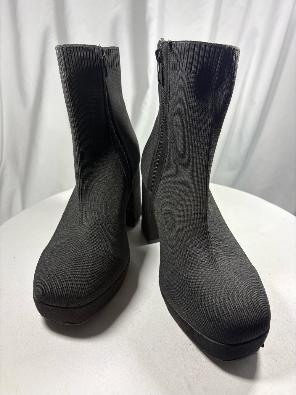 Torrid Black Knit Sock Boots Platform Chunky Block Heel Ankle Booties 9.5WW